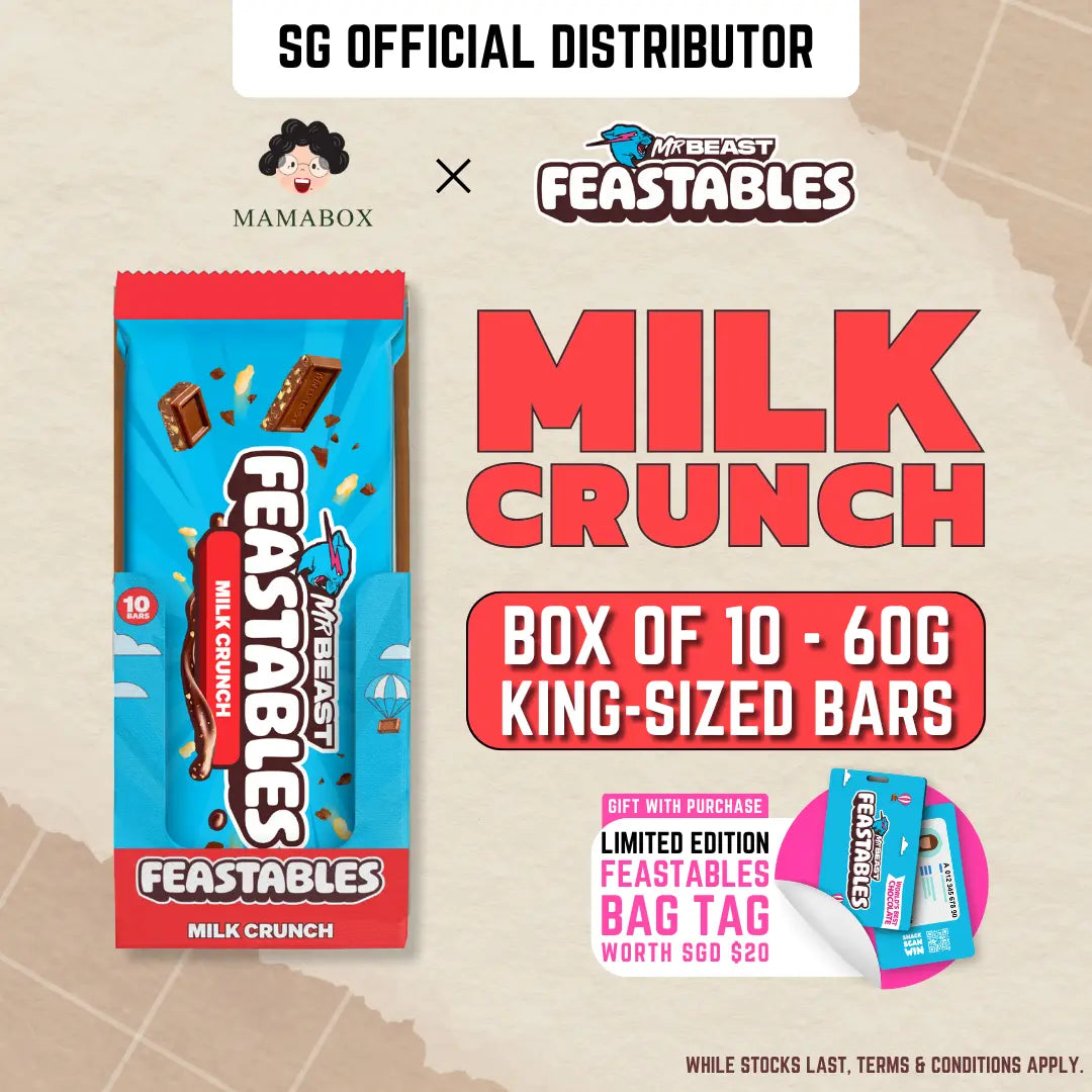 Box of 10 Feastables Mr. Beast - Milk Crunch 60g - mamabox.sg