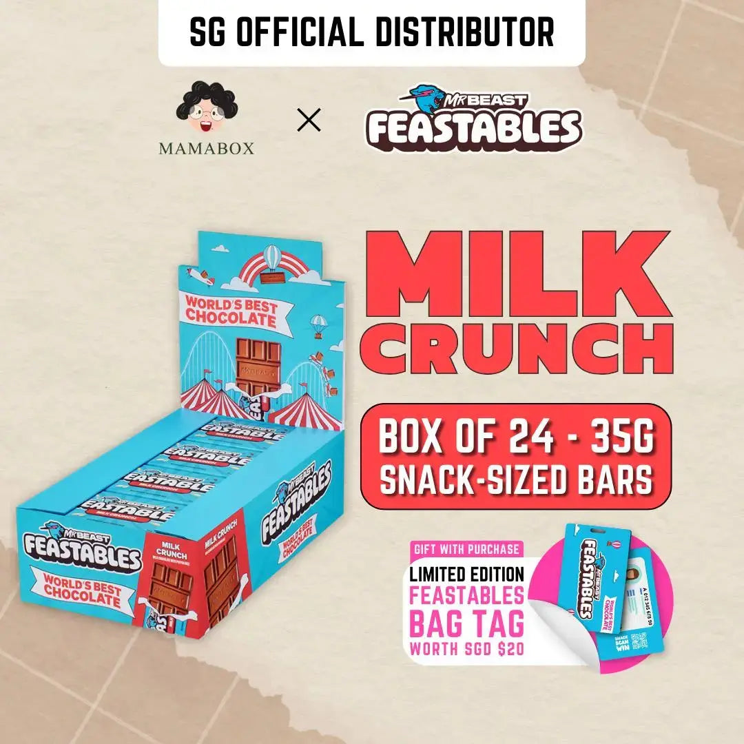 Box of 24 Feastables Mr. Beast - Milk Crunch 35g - mamabox.sg