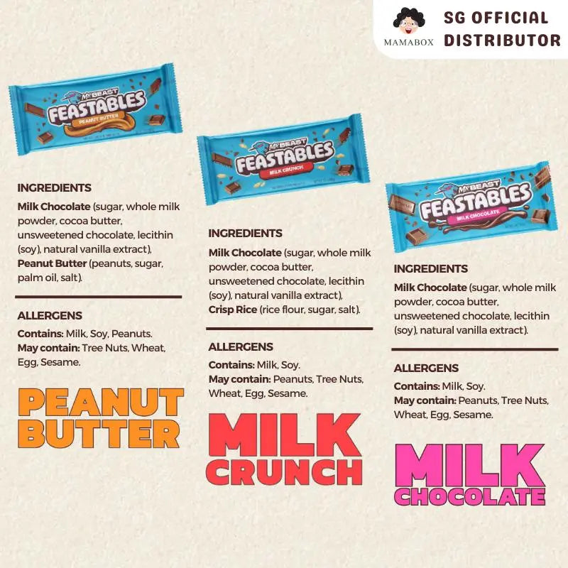 Box of 24 Feastables Mr. Beast - Milk Crunch 35g - mamabox.sg