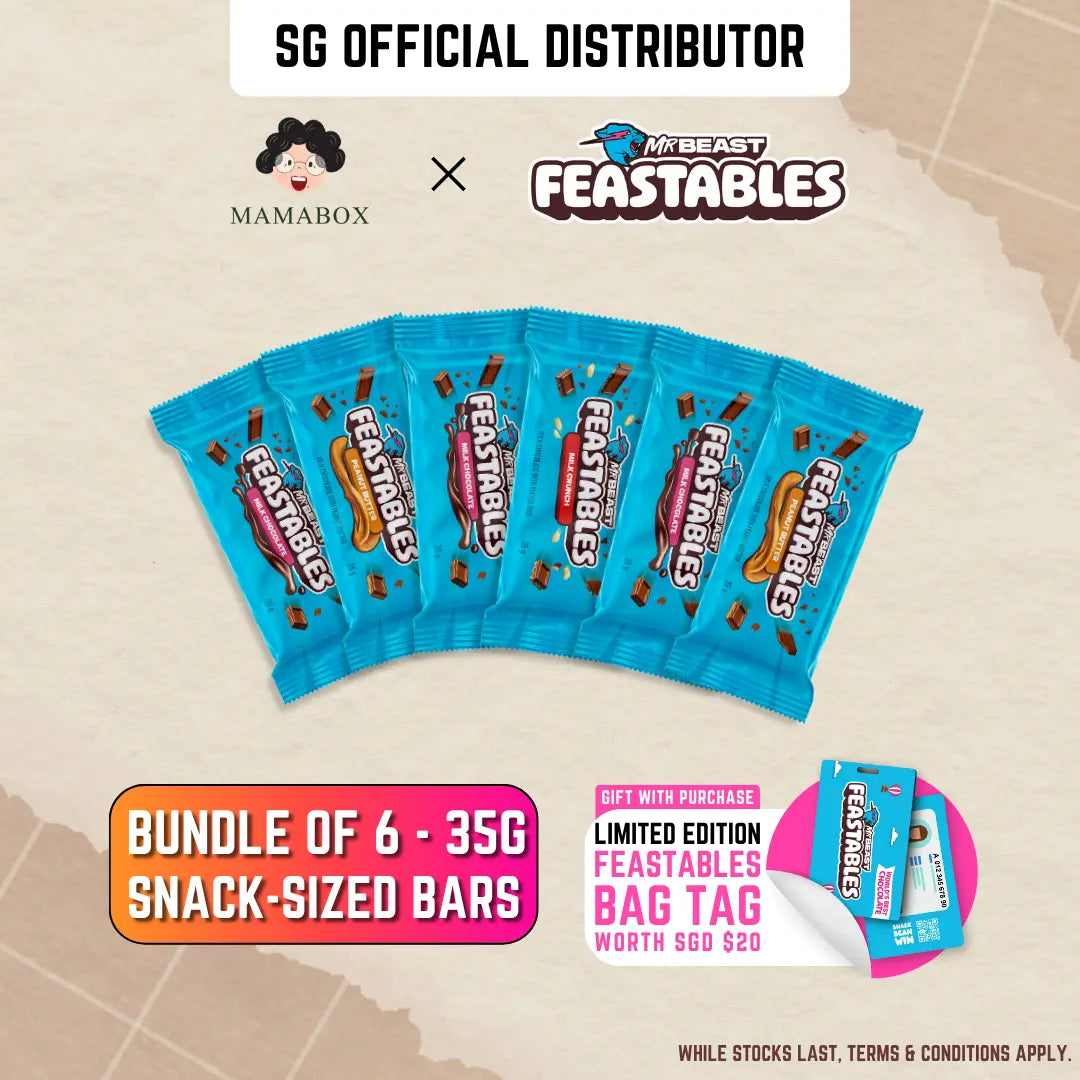 6 Counts Feastables Mr.Beast Milk Chocolate - Snack Sized 35g - mamabox.sg