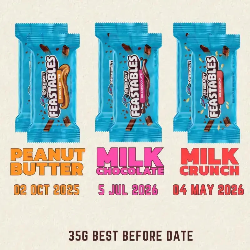 Box of 24 Feastables Mr. Beast - Peanut Butter 35g - mamabox.sg