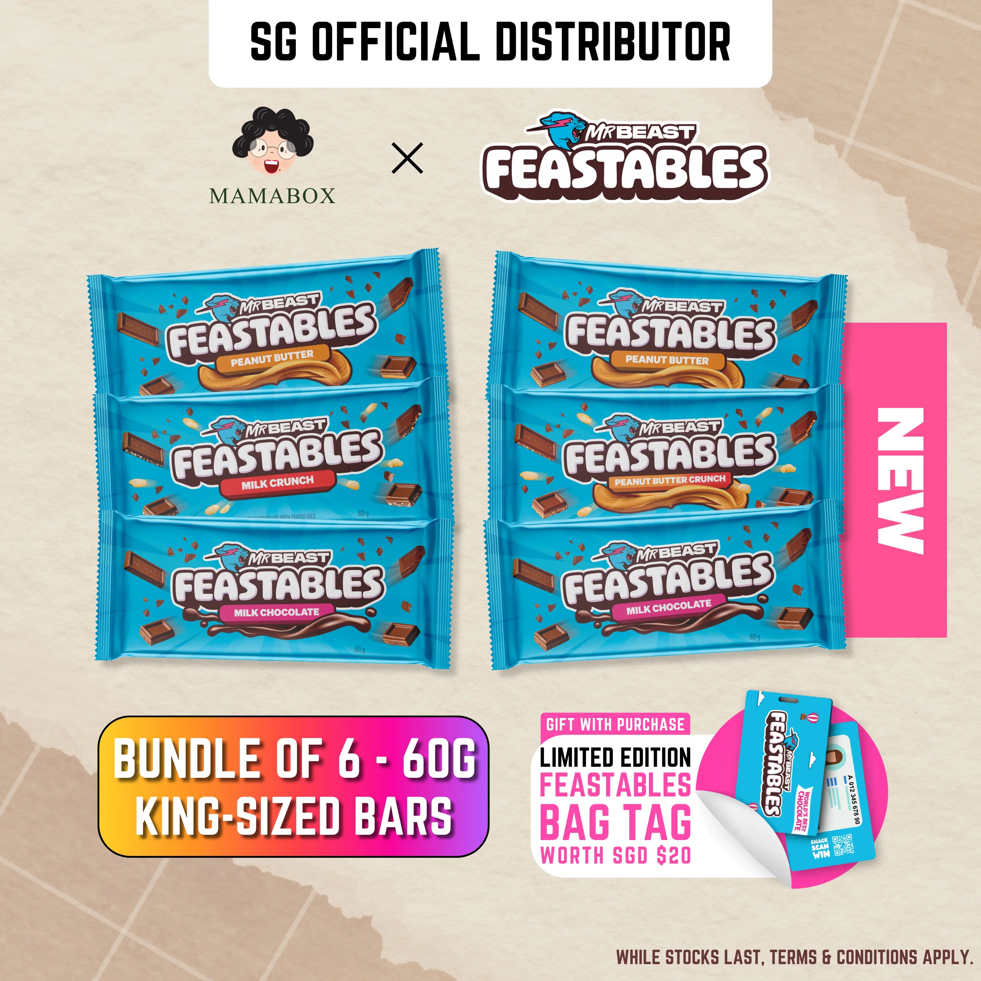 Assorted Flavors 6 Counts Feastables Mr. Beast - King Sized 60g - mamabox.sg