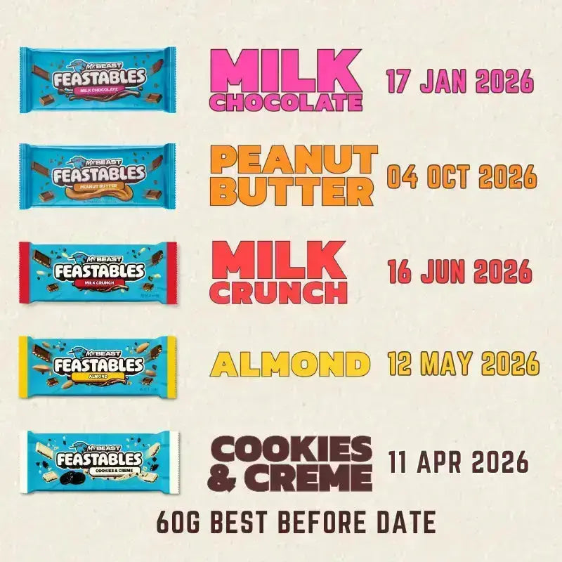 Assorted Flavors 6 Counts Feastables Mr. Beast - King Sized 60g - mamabox.sg