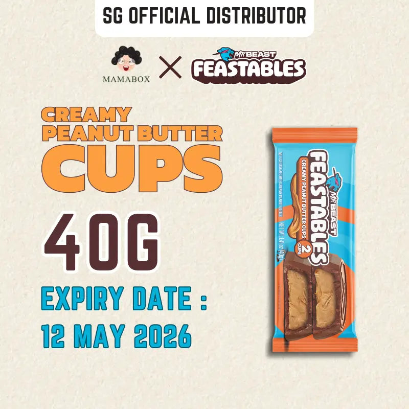 Box of 24 Feastables Mr. Beast - Creamy Peanut Butter Cups 40g - mamabox.sg