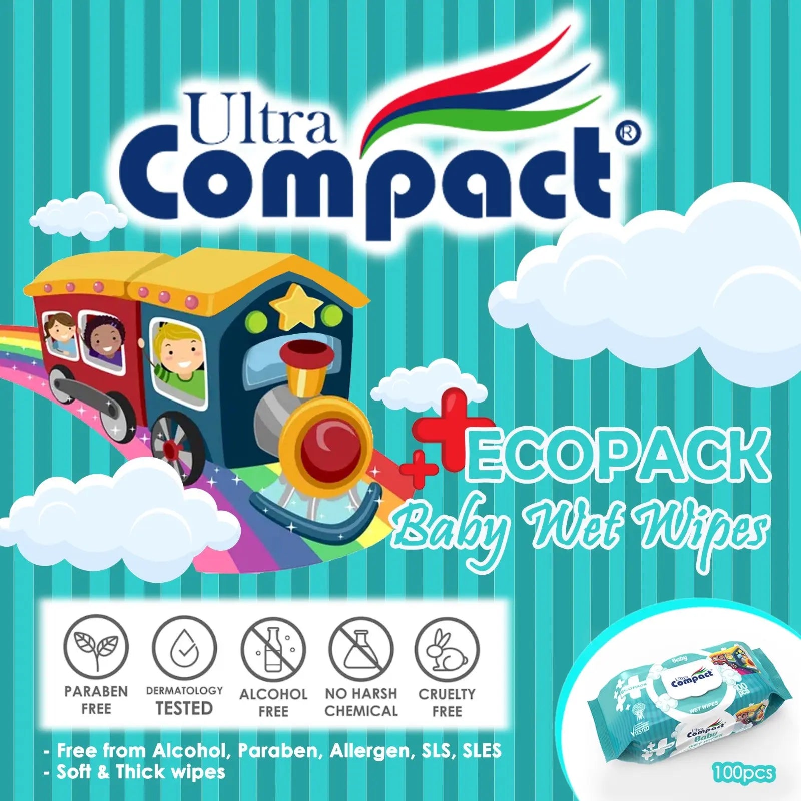 [Bundle Deal] Ultra Compact Ecopack Blue Baby Wipes 100pcs - mamabox.sg