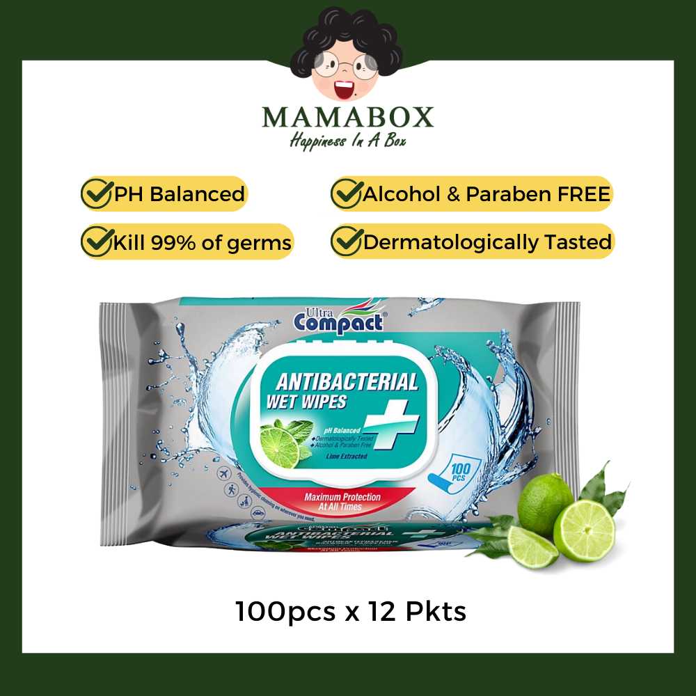 [Bundle Deal] Ultra Compact Lemon Anti-Bacterial Wet Wipes 100pcs - mamabox.sg