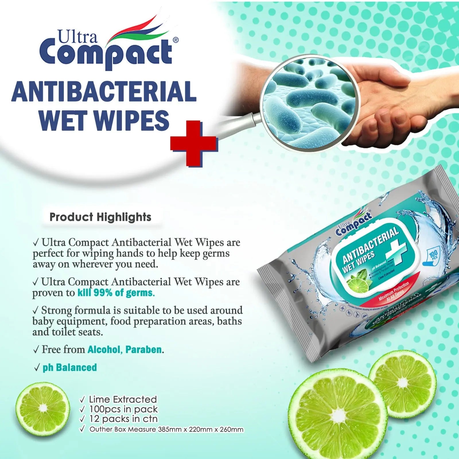 [Bundle Deal] Ultra Compact Lemon Anti-Bacterial Wet Wipes 100pcs - mamabox.sg