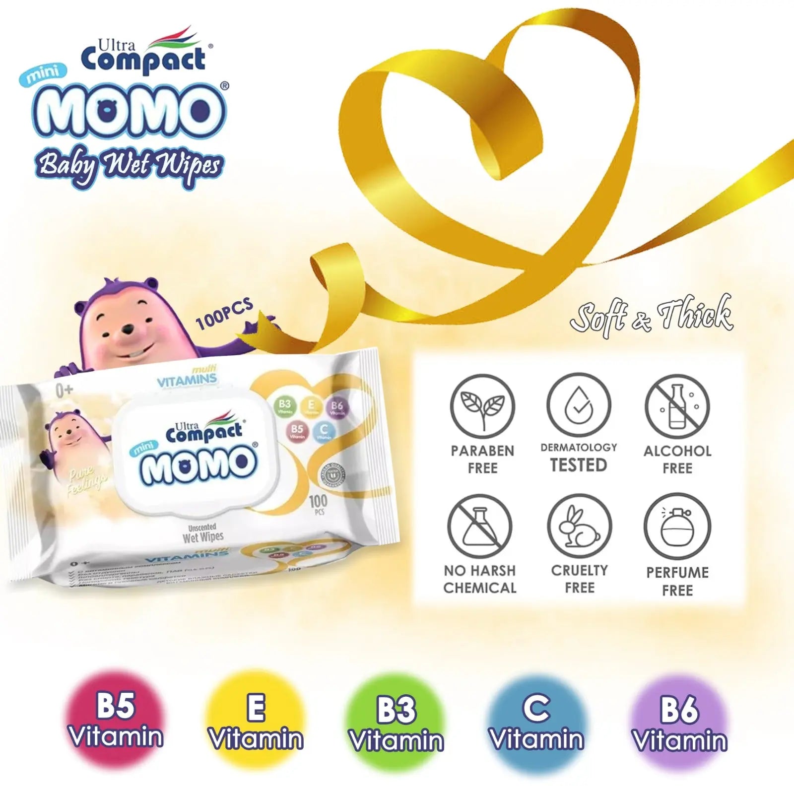 [Bundle Deal] Ultra Compact Mini Momo Multi Vitamins Baby Wipes 100pcs - mamabox.sg