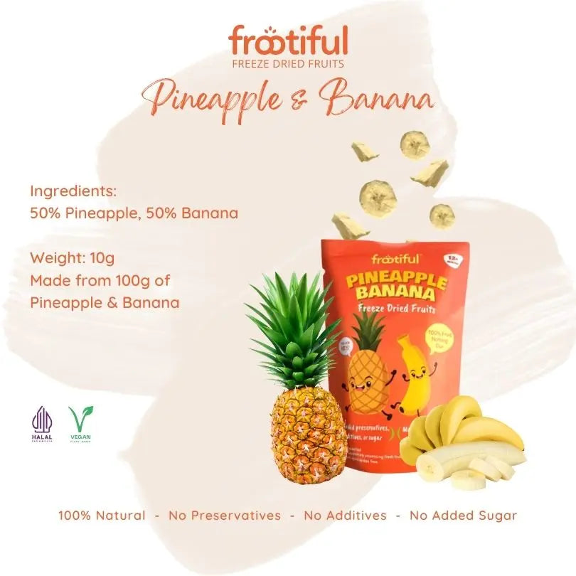 [Bundle Of 6] Frootiful Kids Pack Freeze Dried Strawberry Banana/Pineapple Banana/Dragon Fruit Banana/Mango Banana 10g - mamabox.sg