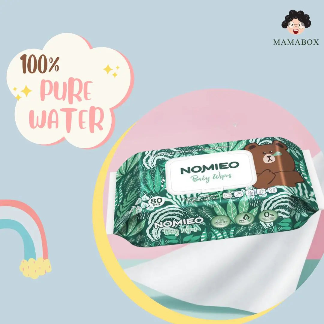 [Bundle Sale] Nomieo Baby Pure Water Wet Wipes Soft & Sensitive Protection Cleansing & Moisturizing 80pcs per pack - mamabox.sg