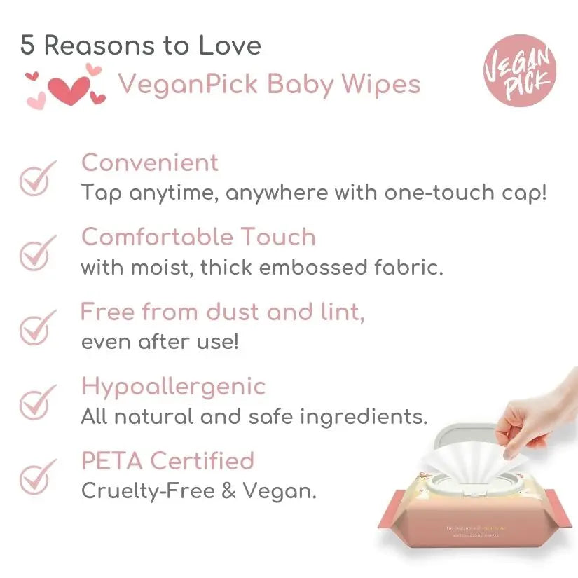 [Bundle of 10] VeganPick Soft Embossing Wipes, 70 wipes - mamabox.sg