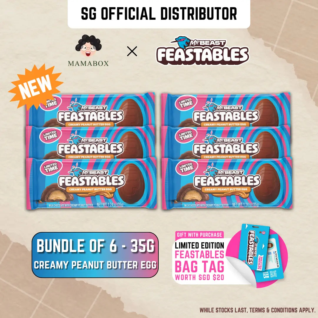 Bundle of 6 Feastables Mr. Beast -  Creamy Peanut Butter Egg 35g - mamabox.sg