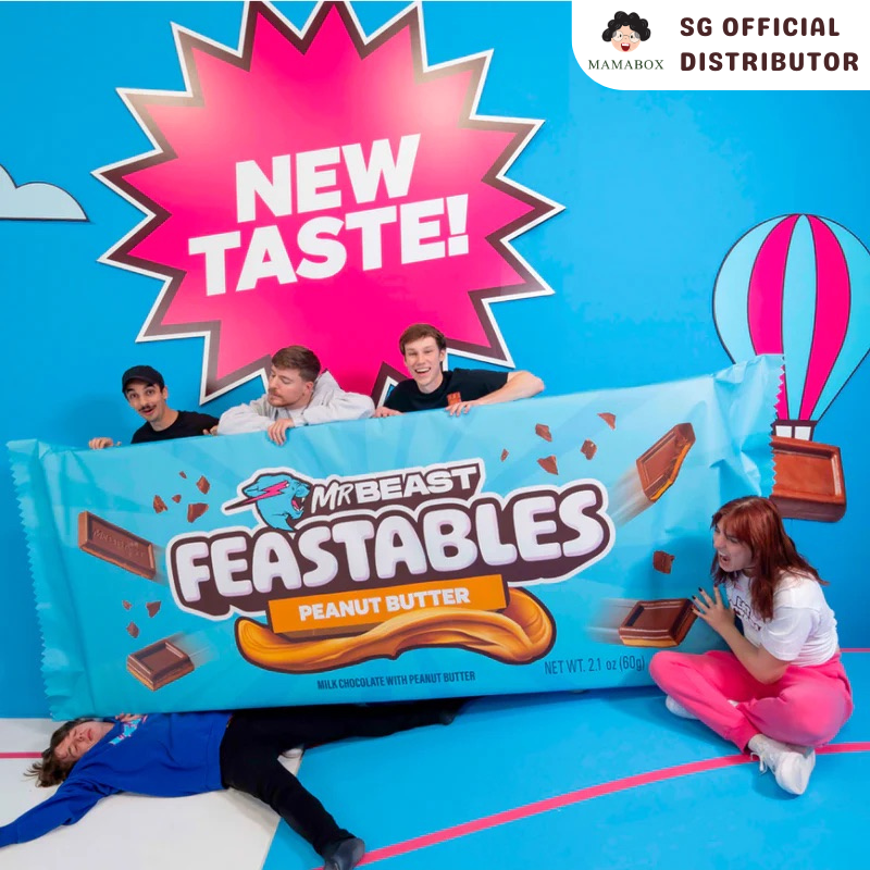 [New] Box of 10 Feastables MrBeast | Milk Chocolate + Crunch + Peanut Butter (10 Count x 60g) - mamabox.sg
