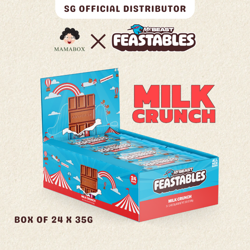 [New] Box of 24 Feastables MrBeast | Milk Chocolate + Crunch + Peanut Butter (24 Count x 35g) - mamabox.sg