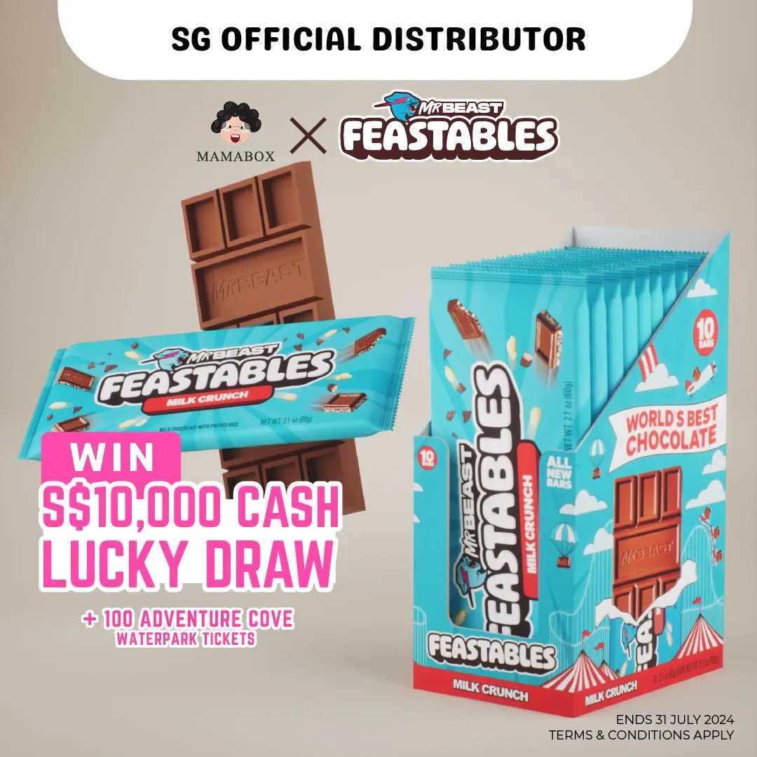 [Official Seller] Box of 10 Feastables MrBeast | New Bars | Crunch (10 Count x 60g) - mamabox.sg