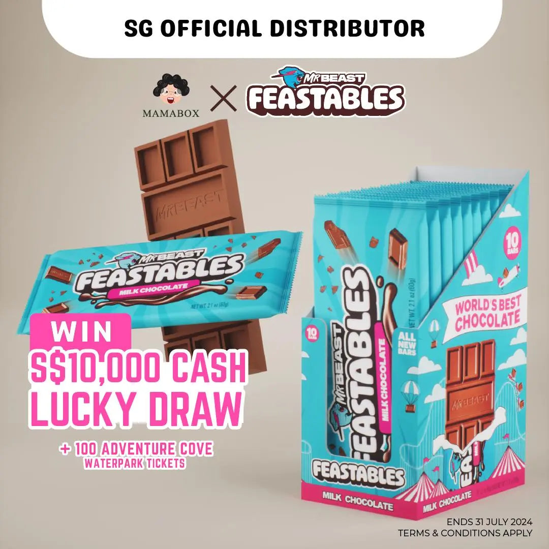 [Official Seller] Box of 10 Feastables MrBeast | New Bars | Milk Choco (10 Count x 60g) - mamabox.sg