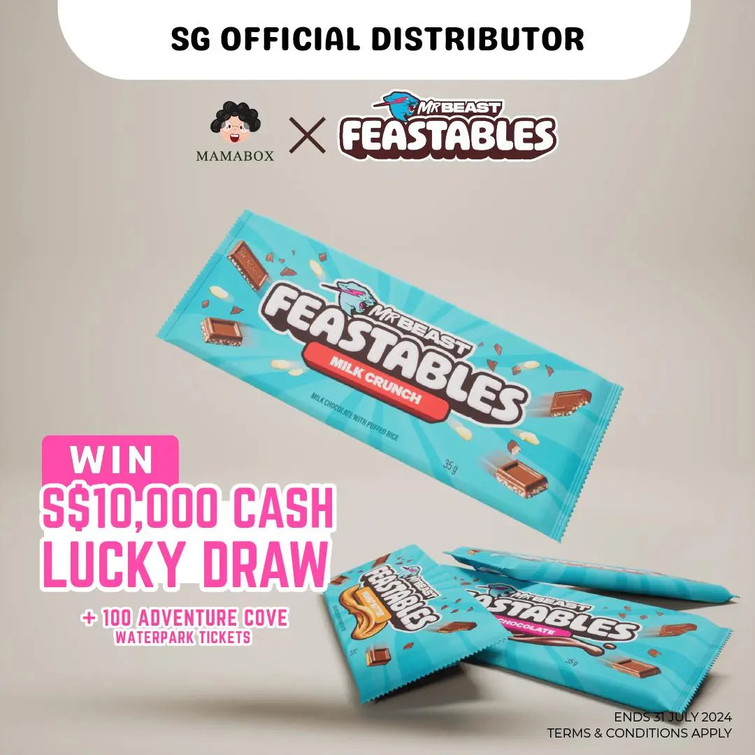 [Official Seller] Mixed Bundle 35g Feastables MrBeast | New Bars | Milk Choco + Crunch (24 Count) - mamabox.sg