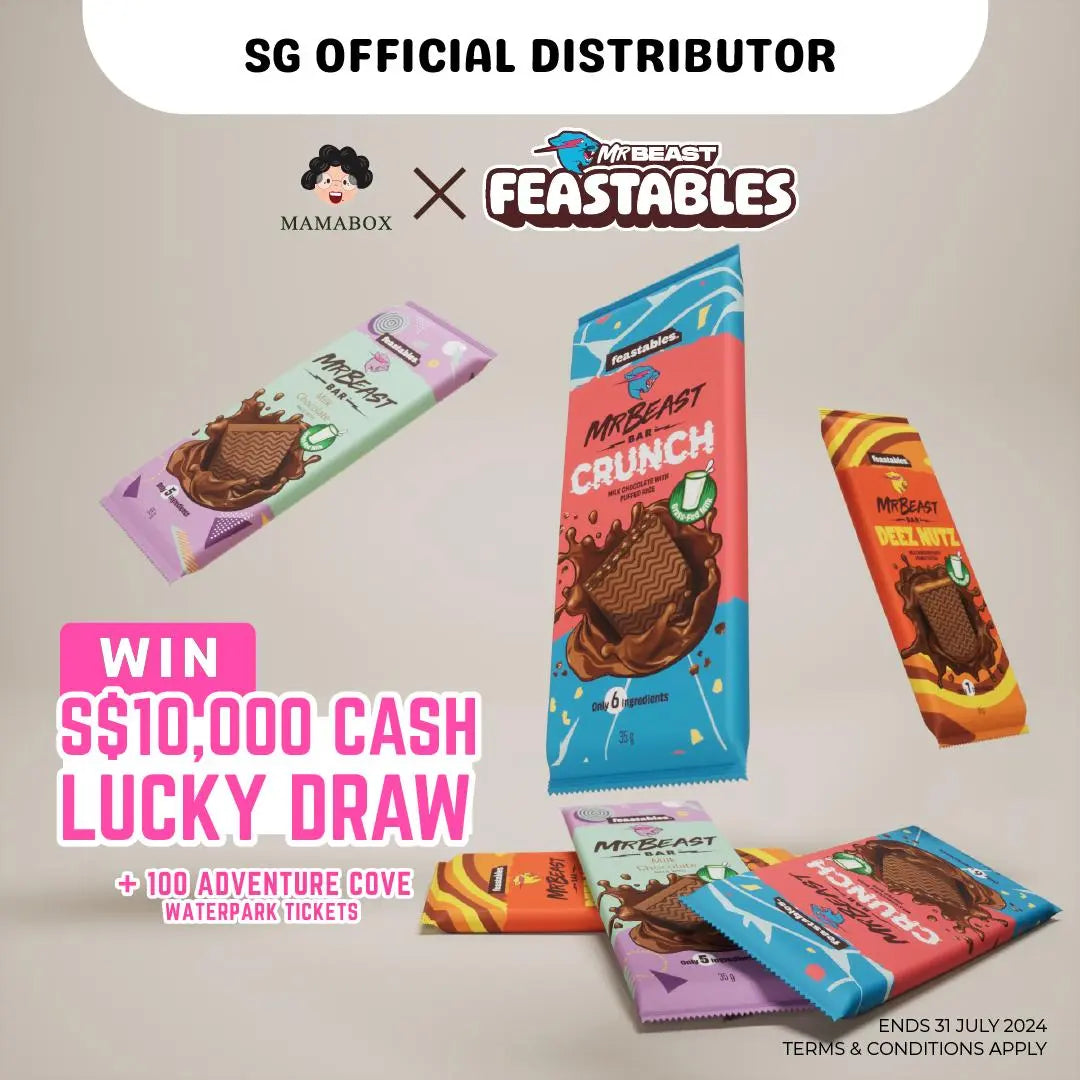 [Sampler Pack of 35g] Feastables MrBeast | Milk Chocolate + Crunch + Deez Nutz (6 Count) - mamabox.sg