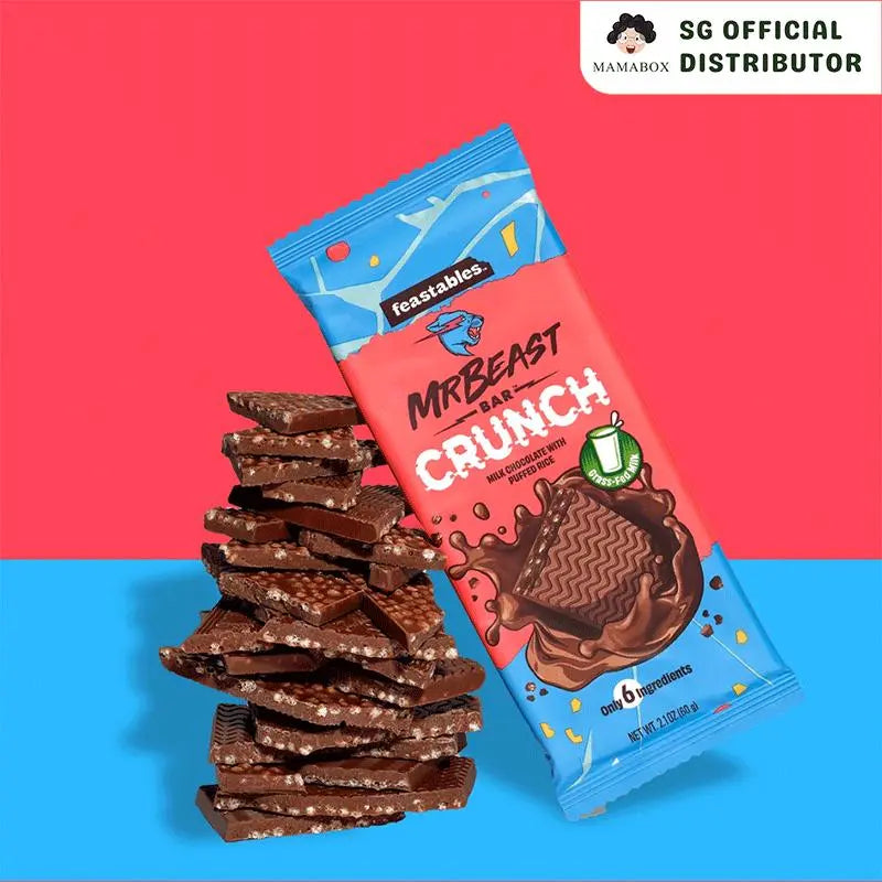 [Sampler Pack of 35g] Feastables MrBeast | Milk Chocolate + Crunch (6 Count) - mamabox.sg