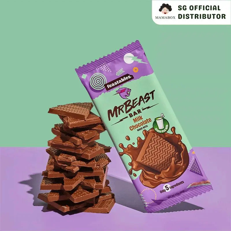 [Sampler Pack of 60g] Feastables MrBeast | Milk Chocolate + Crunch (6 Count) - mamabox.sg