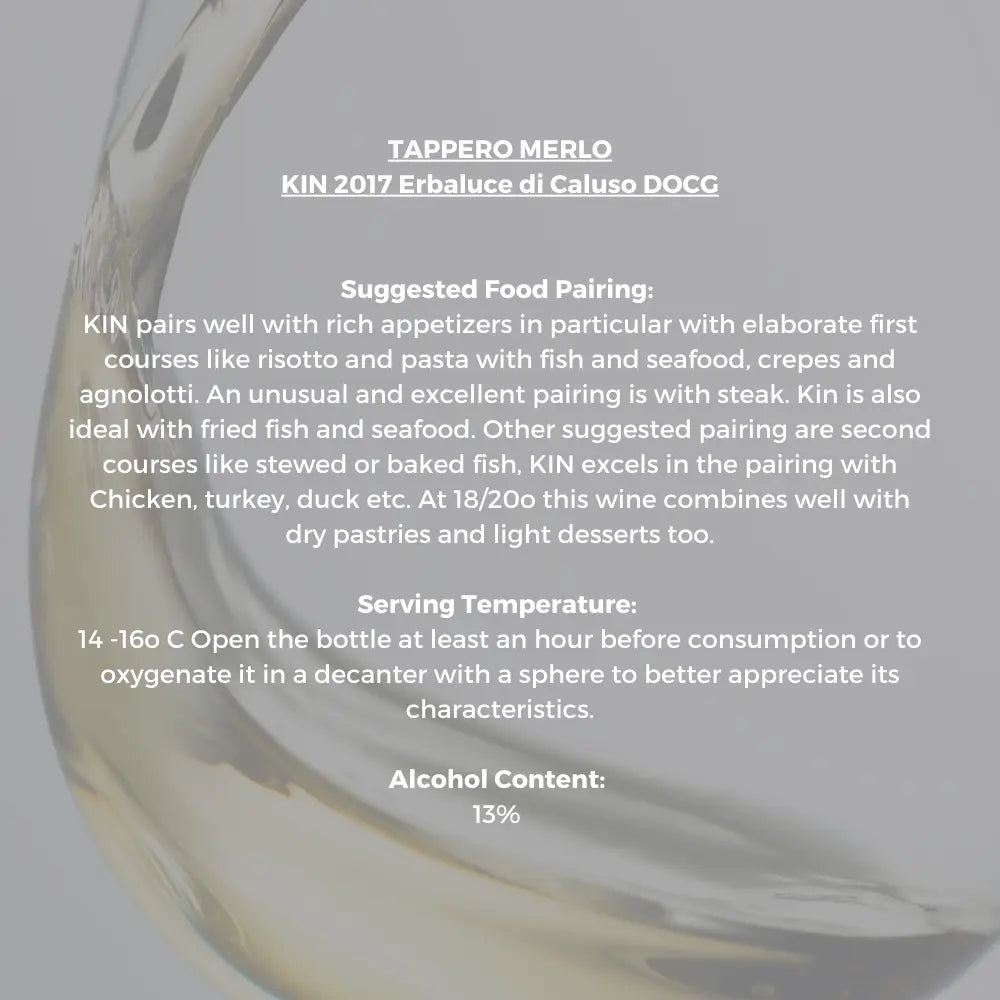 [Aging Wine] Tappero Merlo Kin 2017 Erbaluce di Caluso DOCG 750ml - mamabox.sg