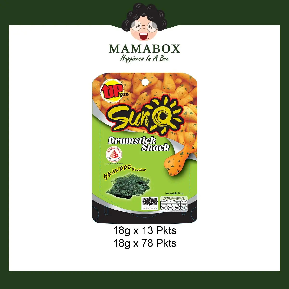Sun Q Drumstick Snack Seaweed (18g x 13/78pkts) - mamabox.dev