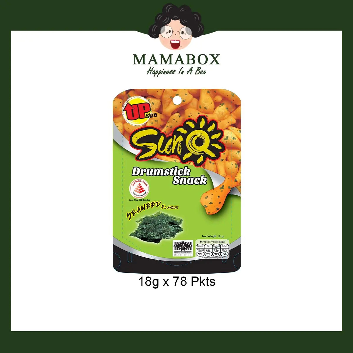 Sun Q Drumstick Snack Seaweed (18g x 13/78pkts) - mamabox.dev